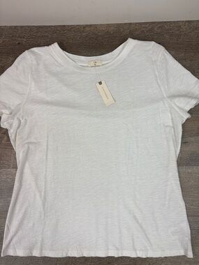 Anthro t.la Slub Cotton Tee White XL Made in USA Soft Basic Minimalist